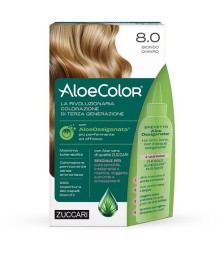 TINTURA PER CAPELLI ZUCCARI A BASE DI ALOEOSSIGENATA - ALOECOLOR COLORE 8,0 BIONDO CHIARO - Abelastore.it - Cosmetici e Bellezza