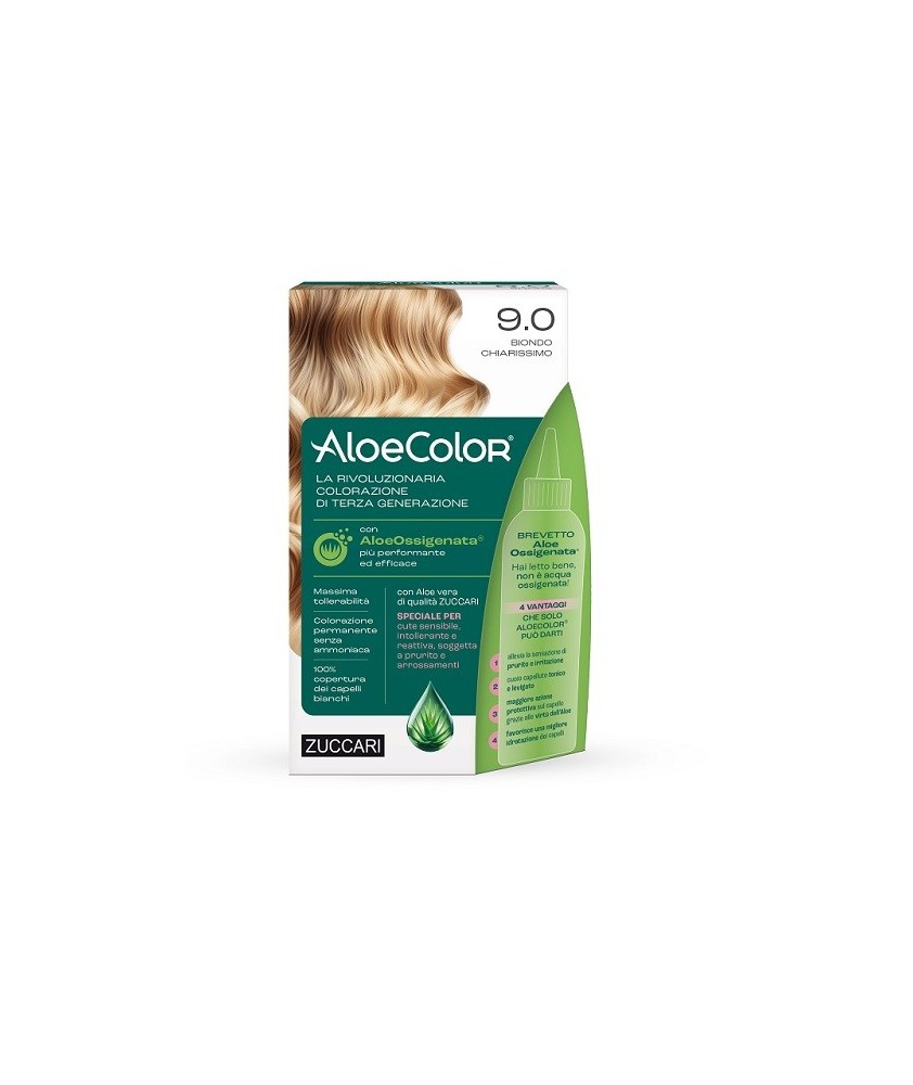 TINTURA PER CAPELLI ZUCCARI A BASE DI ALOEOSSIGENATA - ALOECOLOR COLORE 9,0 BIONDO CHIARISSIMO - Abelastore.it - Cosmetici e ...