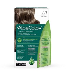 TINTURA PER CAPELLI ZUCCARI A BASE DI ALOEOSSIGENATA - ALOECOLOR COLORE 7,1 BIONDO CENERE - Abelastore.it - Cosmetici e Bellezza