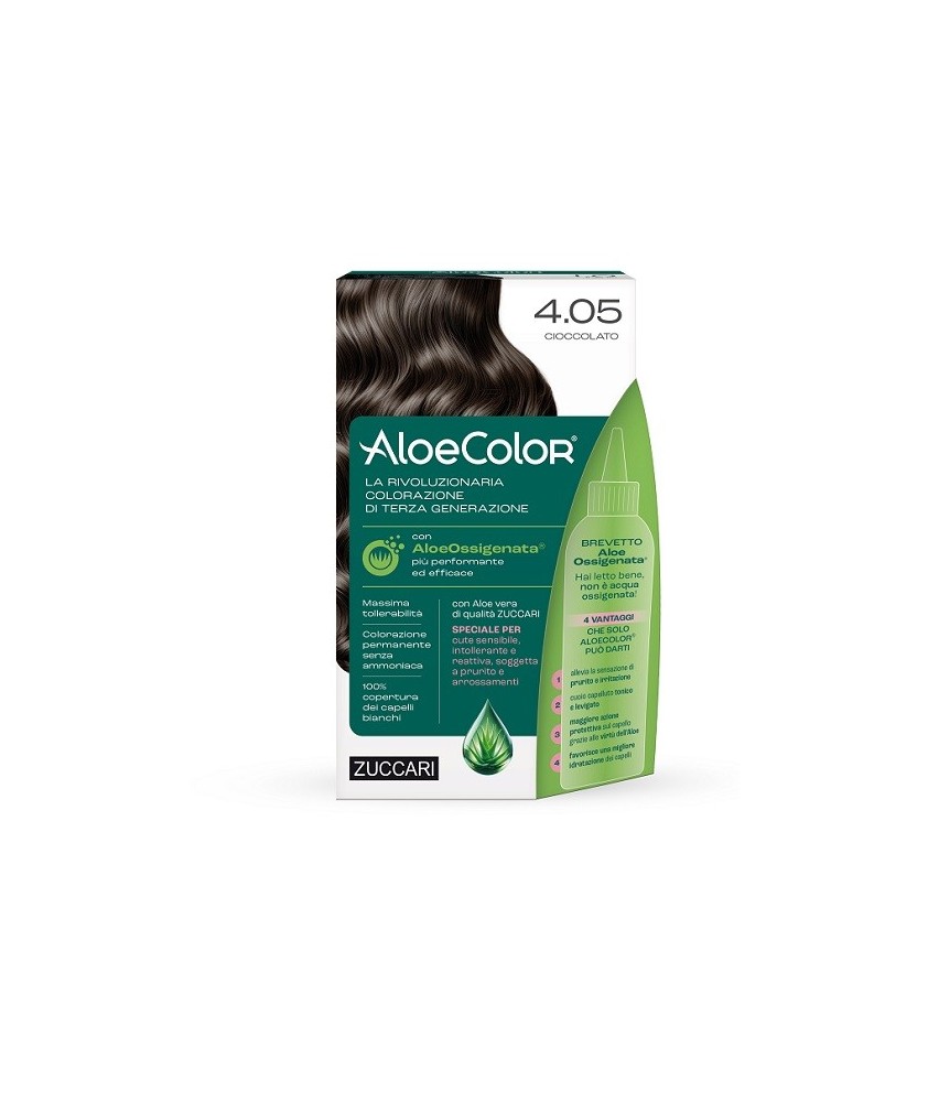 TINTURA PER CAPELLI ZUCCARI A BASE DI ALOEOSSIGENATA - ALOECOLOR COLORE 4,05 CIOCCOLATO - Abelastore.it - Cosmetici e Bellezza