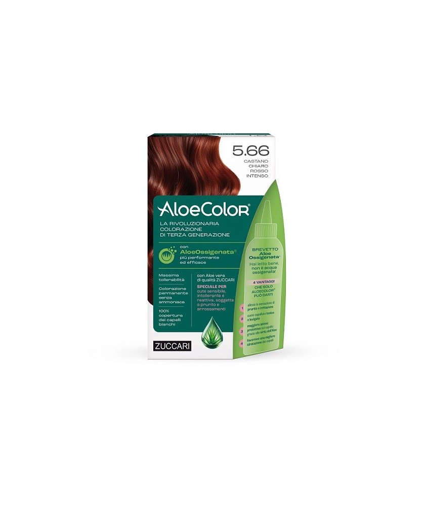 TINTURA PER CAPELLI ZUCCARI A BASE DI ALOEOSSIGENATA - ALOECOLOR COLORE 5,66 CASTANO CHIARO ROSSO INTENSO - Abelastore.it - C...