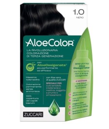 TINTURA PER CAPELLI ZUCCARI A BASE DI ALOEOSSIGENATA - ALOECOLOR 1,0 COLORE NERO - Abelastore.it - Cosmetici e Bellezza