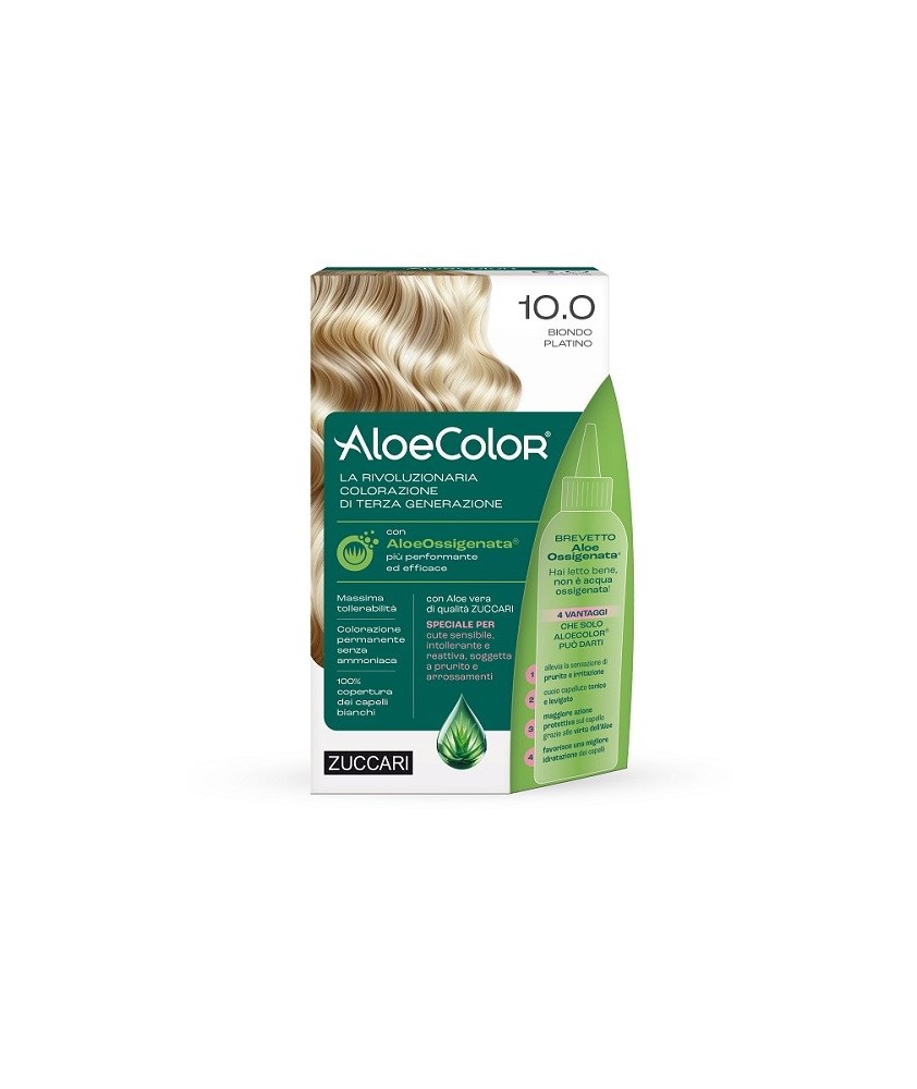 TINTURA PER CAPELLI ZUCCARI A BASE DI ALOEOSSIGENATA - ALOECOLOR 10,0 BIONDO PLATINO - Abelastore.it - Cosmetici e Bellezza