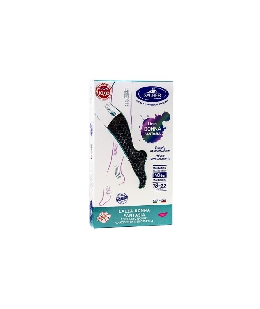 SAUBER CALZA DONNA FANTASIA FILATO Q-SKIN 140 DEN NERO MINI SCACCO BIANCO TAGLIA G PROMO - Abelastore.it - Dispositivi sanitari