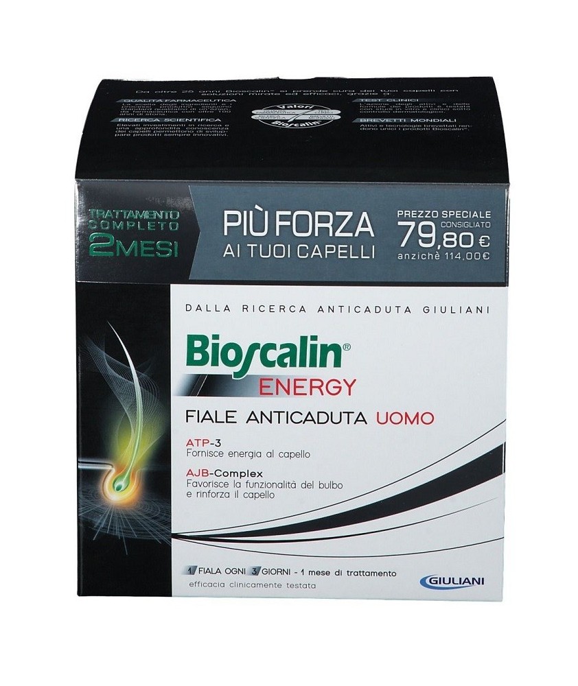 BIOSCALIN ENERGY UOMO 20 FIALE ANTICADUTA 2 MESI DI TRATTAMENTO - Abelastore.it - Cosmetici e Bellezza