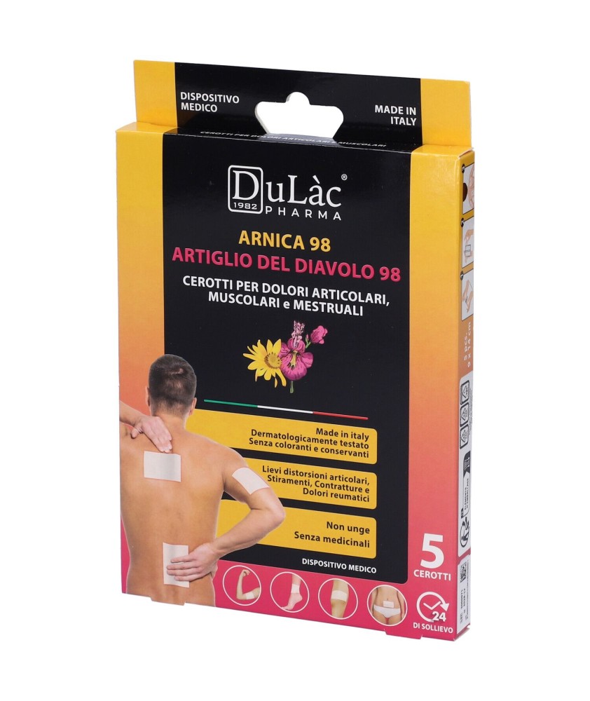 DULAC ARNICA 98 CEROTTI PER DOLORI MUSCOLARI ARTICOLARI E MESTRUALI 5 PEZZI - Abelastore.it - Farmaci ed Integratori