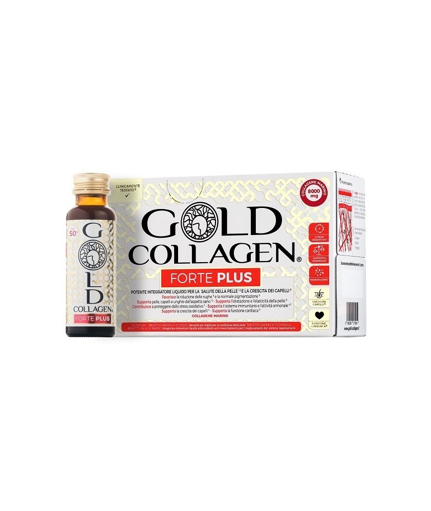 GOLD COLLAGEN FORTE PLUS 10 FLACONCINI DA 50 ML 8G COLLAGENE - Abelastore.it - Farmaci ed Integratori