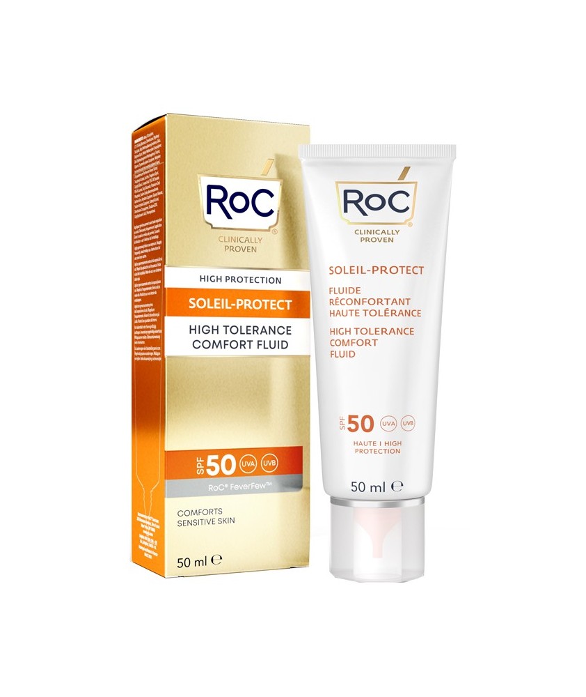 ROC SOLEIL-PROTECT HIGH TOLERANCE COMFORT FLUID SPF 50 SOLARE VISO - Abelastore.it - Cosmetici e Bellezza