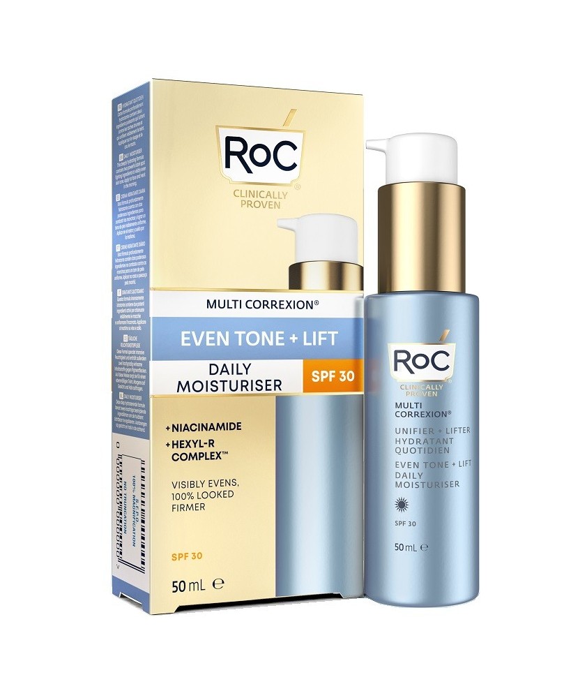 Roc Multi Correxion Even Tone + Lift Idratante Quotidiano Viso SPF30 - Trattamento giorno liftante e uniformante - 50 ml - Ab...