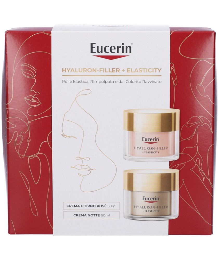 EUCERI COFANETTO DI NATALE HYALURON FILLER + Elasticity: Crema Giorno Rosé SPF 30 & Crema Notte - Abelastore.it - Cosmetici e...