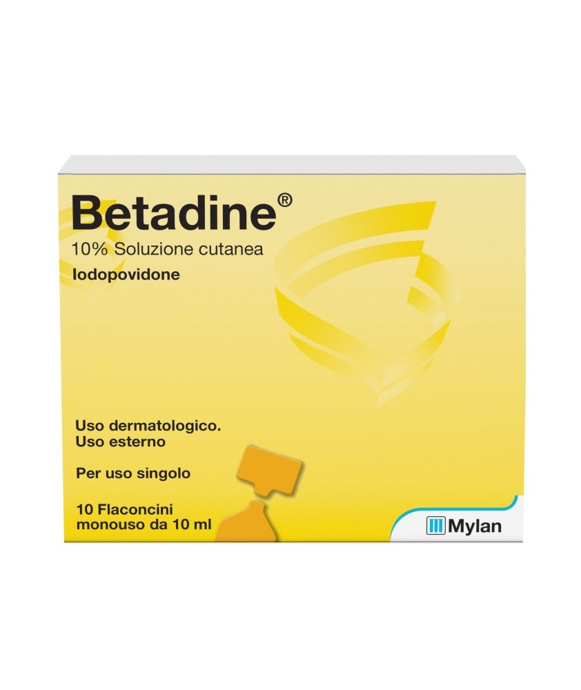 BETADINE SOLUZIONE CUTANEA 10 FLACONI DA 10ML 10% - Abelastore.it - Dispositivi sanitari