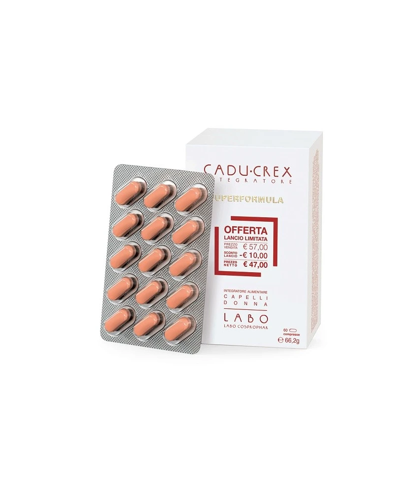 CADU-CREX SUPERFORMULA INTEGRATORE CAPELLI DONNA 60 COMPRESSE - Abelastore.it - Cosmetici e Bellezza CADU-CREX SUPERFORMULA INTEGRATORE CAPELLI DONNA 60 COMPRESSE - Abelastore.it - Cosmetici e Bellezza