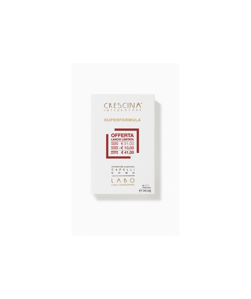 CADU-CREX SUPERFORMULA INTEGRATORE CAPELLI UOMO 30 COMPRESSE - Abelastore.it - Cosmetici e Bellezza