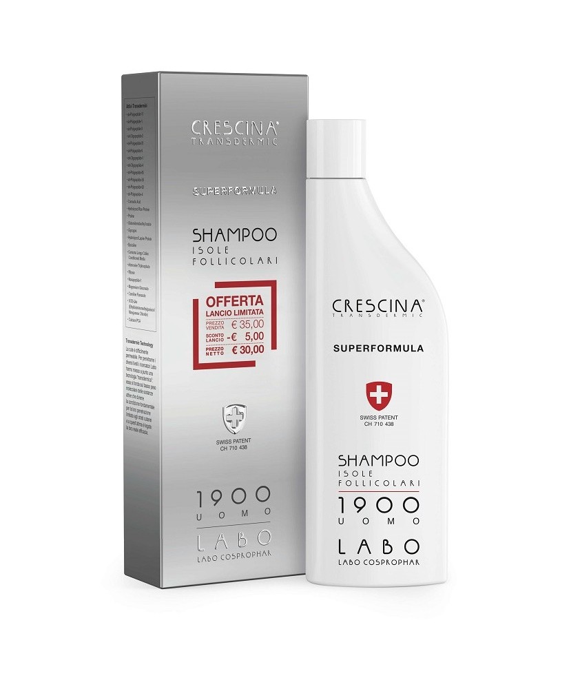 CRESCINA SHAMPOO ISOLE FOLLICOLARI 1900 UOMO SUPERFORMULA - Abelastore.it - Labo