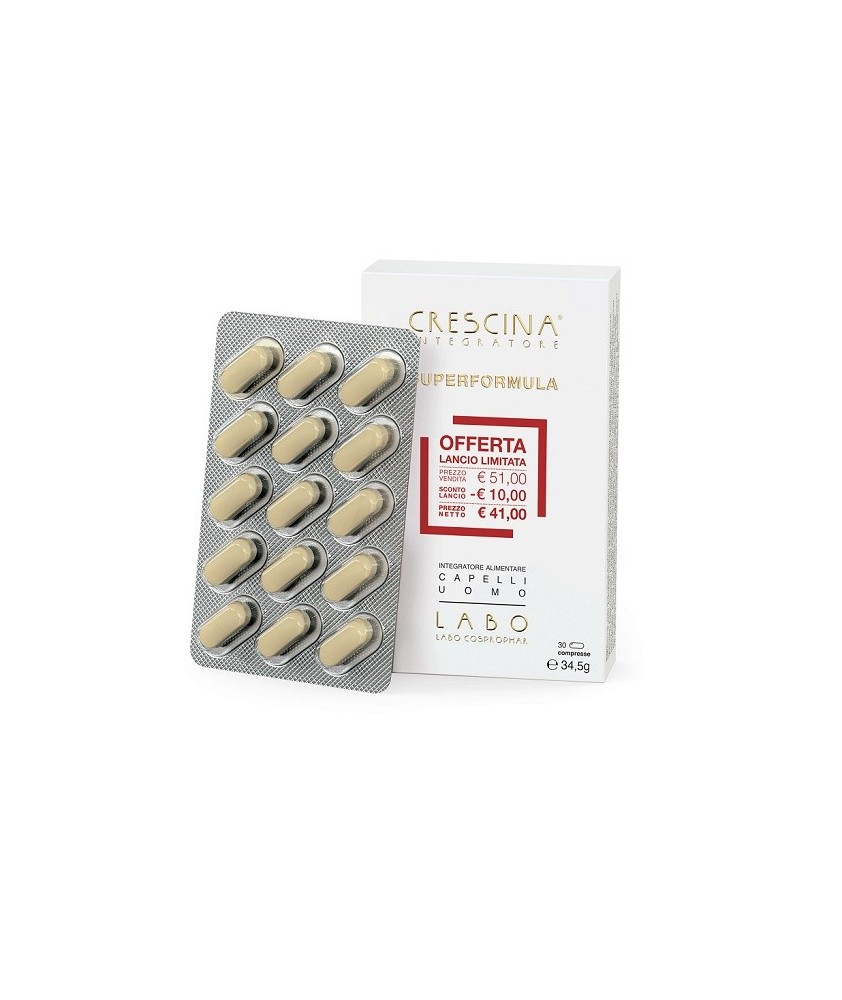 CRESCINA RICRESCITA SUPERFORMULA UOMO 30 COMPRESSE INTEGRATORE CAPELLI - Abelastore.it - Cosmetici e Bellezza