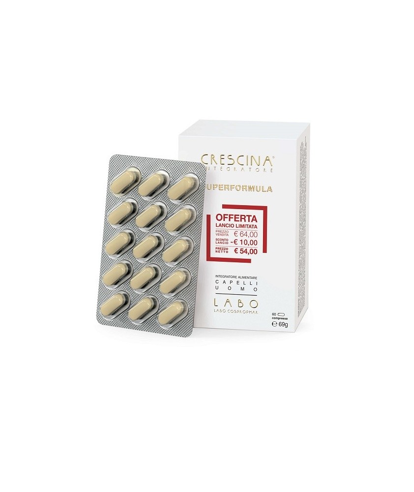CRESCINA RICRESCITA SIPERFORMULA UOMO 60 COMPRESSE INTEGRATORE CAPELLI - Abelastore.it - Labo
