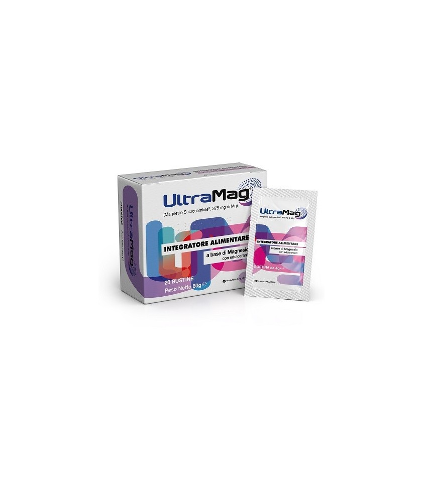 ULTRAMAG INTEGRATORE ALIMENTARE A BASE DI MAGNESIO 20 BUSTINE (SCAD 06/2025) - Abelastore.it - Farmaci ed Integratori