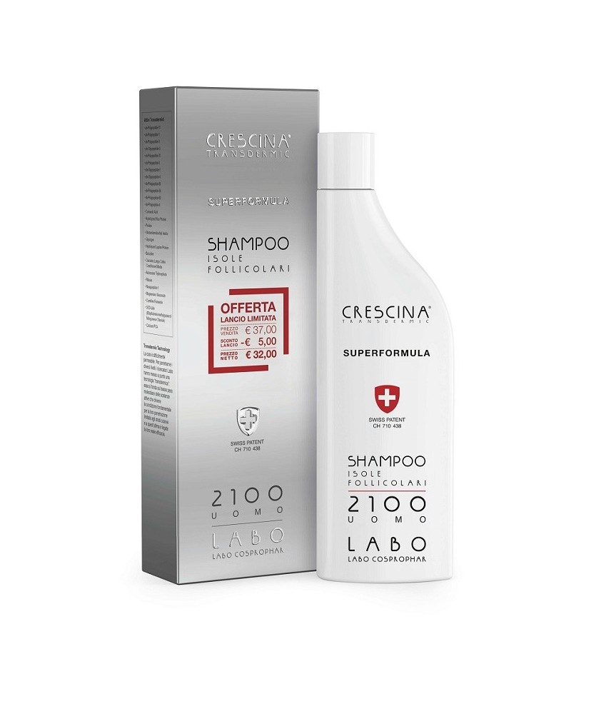 CRESCINA SHAMPOO ISOLE FOLLICOLARI 2100 UOMO SUPERFORMULA - Abelastore.it - Labo