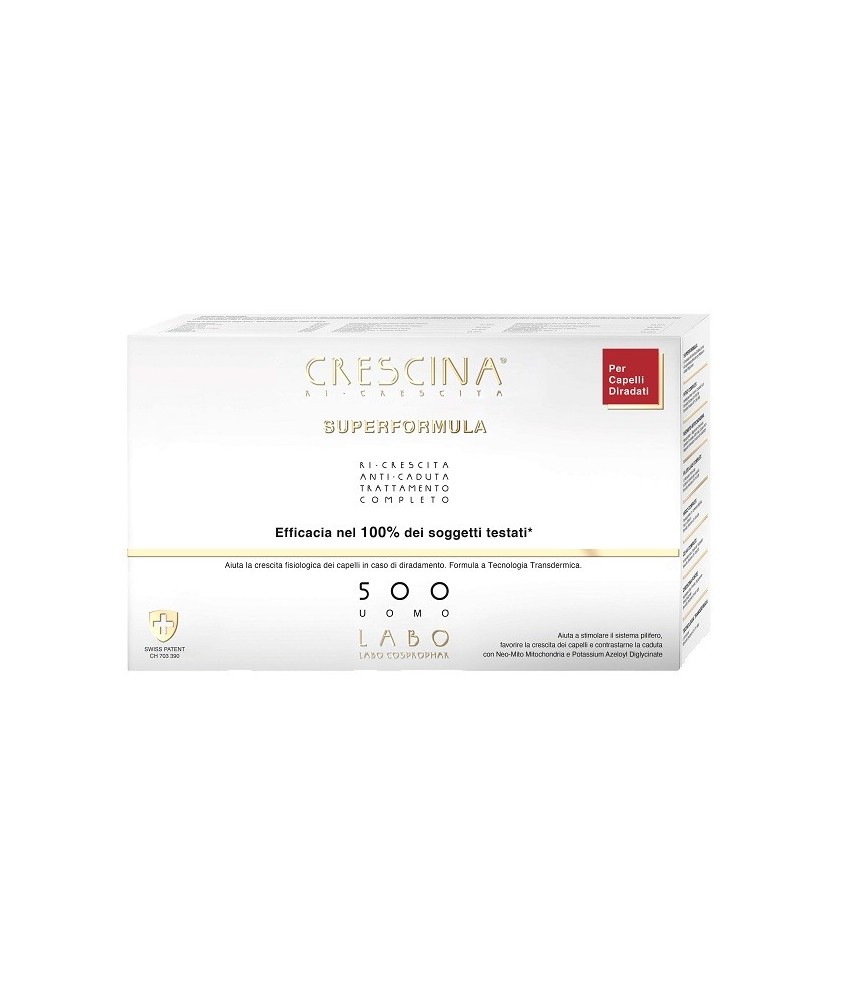 CRESCINA RI-CRESCITA SUPERFORMULA 500 UOMO 10+10 FIALE TRATTAMENTO COMPLETO - Abelastore.it - Cosmetici e Bellezza