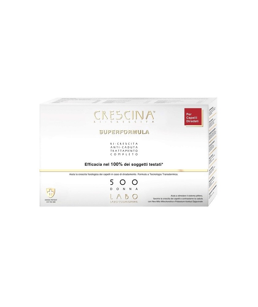 CRESCINA RI-CRESCITA SUPERFORMULA 500 DONNA 10+10 FIALE TRATTAMENTO COMPLETO - Abelastore.it - Labo