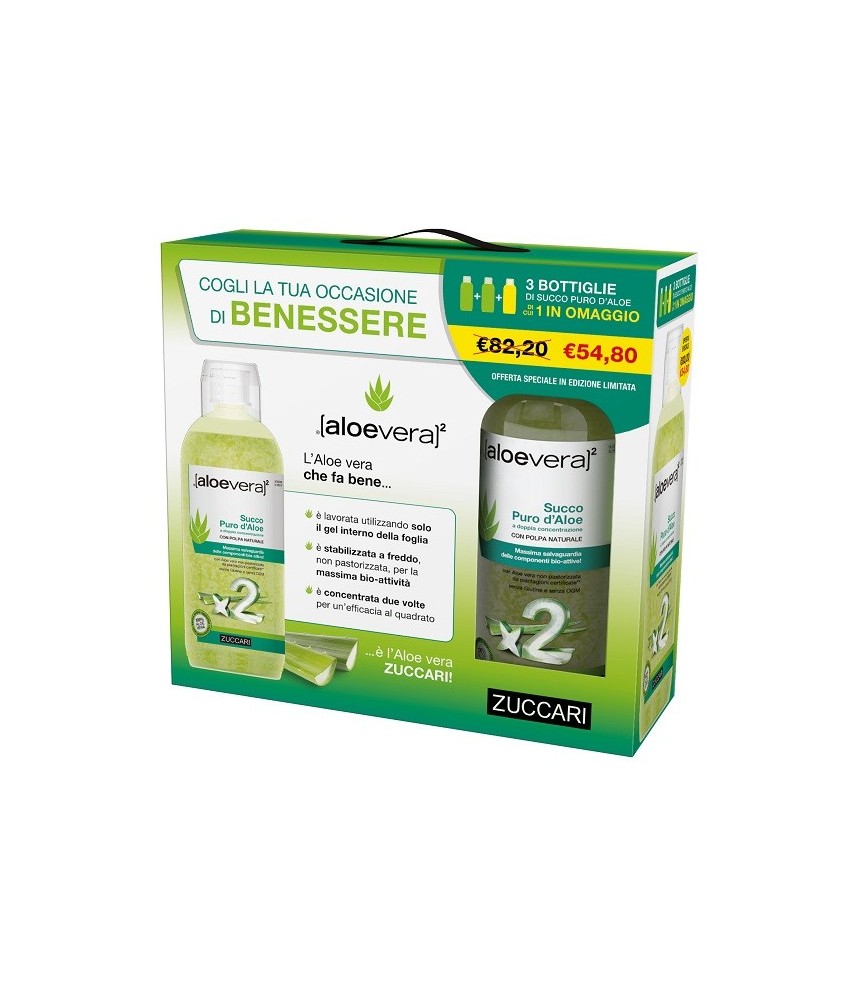 ALOEVERA2 SUCCO PURO ALOE 3 PEZZI DA 1 LITRO - Abelastore.it - Farmaci ed Integratori