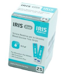 STRISCE MISURAZIONE GLICEMIA IRIS EVO - 25 PEZZI - Abelastore.it - Apparecchi ed Elettromedicali