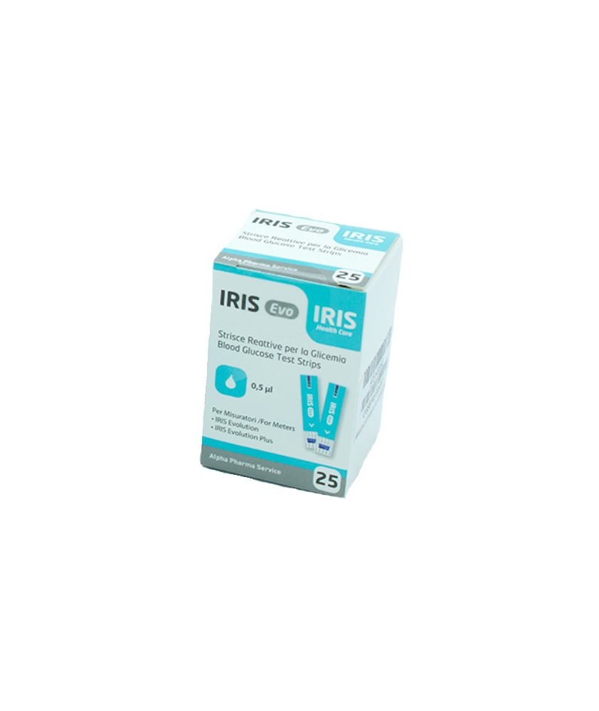STRISCE MISURAZIONE GLICEMIA IRIS EVO - 25 PEZZI - Abelastore.it - Apparecchi ed Elettromedicali