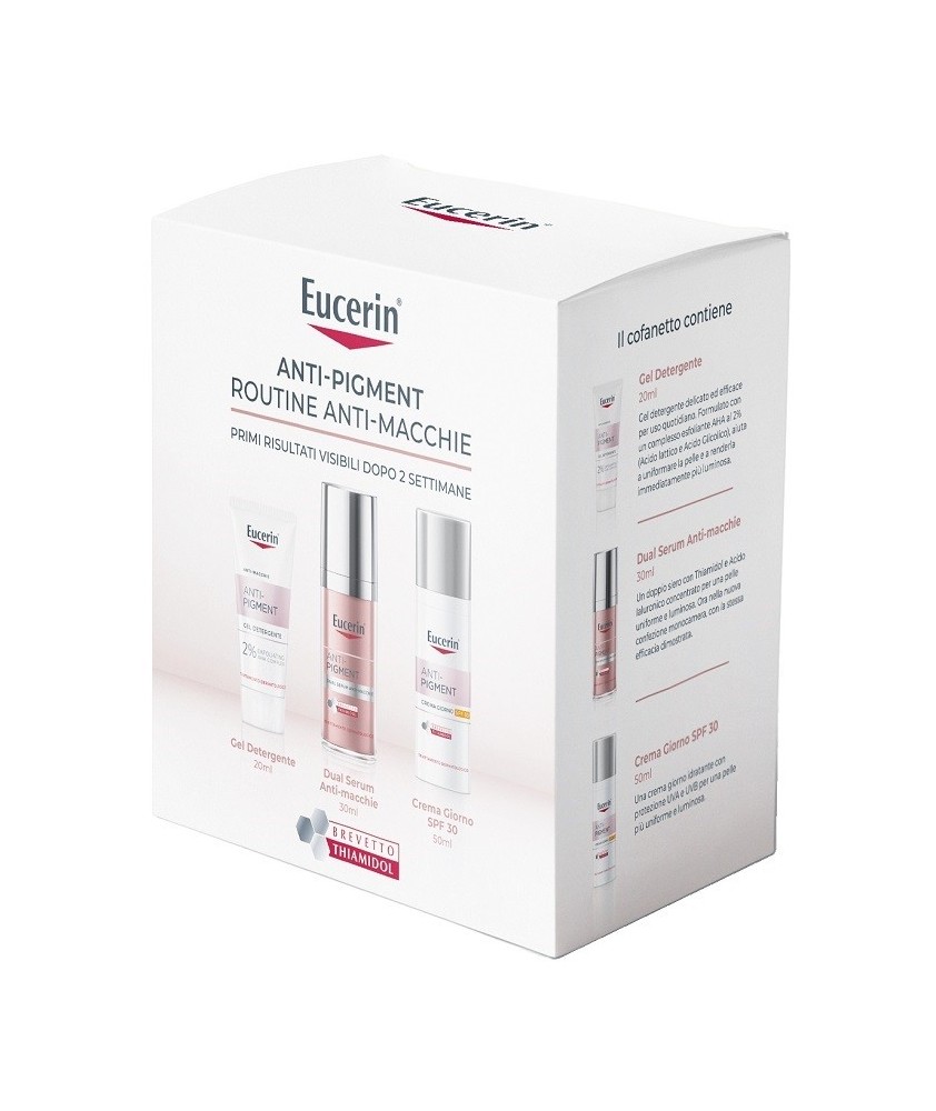 EUCERIN ROUTINE ANTI PIGMENT Q4 2025 1 DUAL SERUM ANTI MACCHIE 30 ML + 1 CREMA GIORNO SPF30 50 ML + 1 GEL DETERGENTE 20 ML - ...