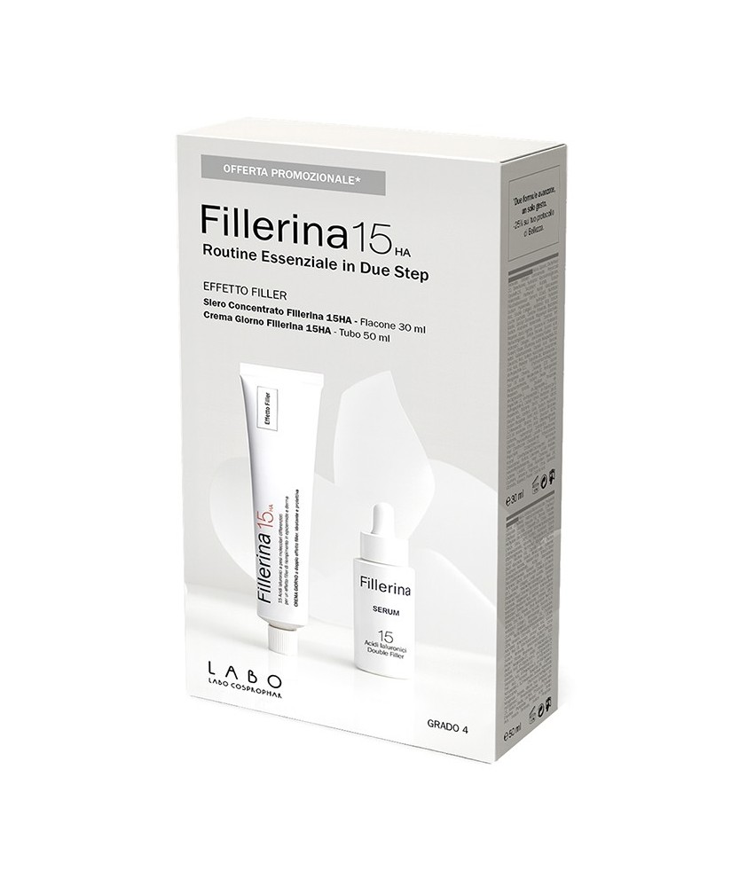 FILLERINA 15HA ROUTINE ESSENZIALE EFFETTO FILLER CREMA GIORNO 50 ML + SERUM CONCENTRATO GRADO 4 30 ML - Abelastore.it - Cosme...