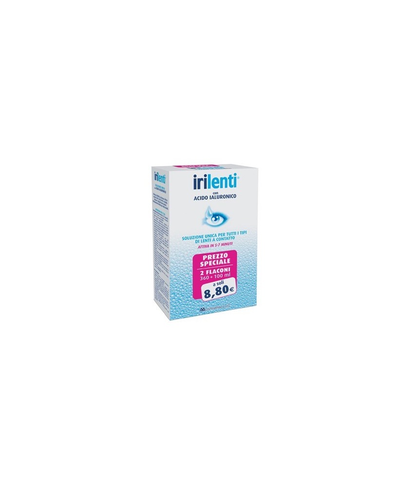 SOLUZIONE UNICA PER LENTI A CONTATTO IRILENTI CON ACIDO IALURONICO 2 FLACONI DA 360 ML + 100 ML - Abelastore.it - Farmaci ed ...