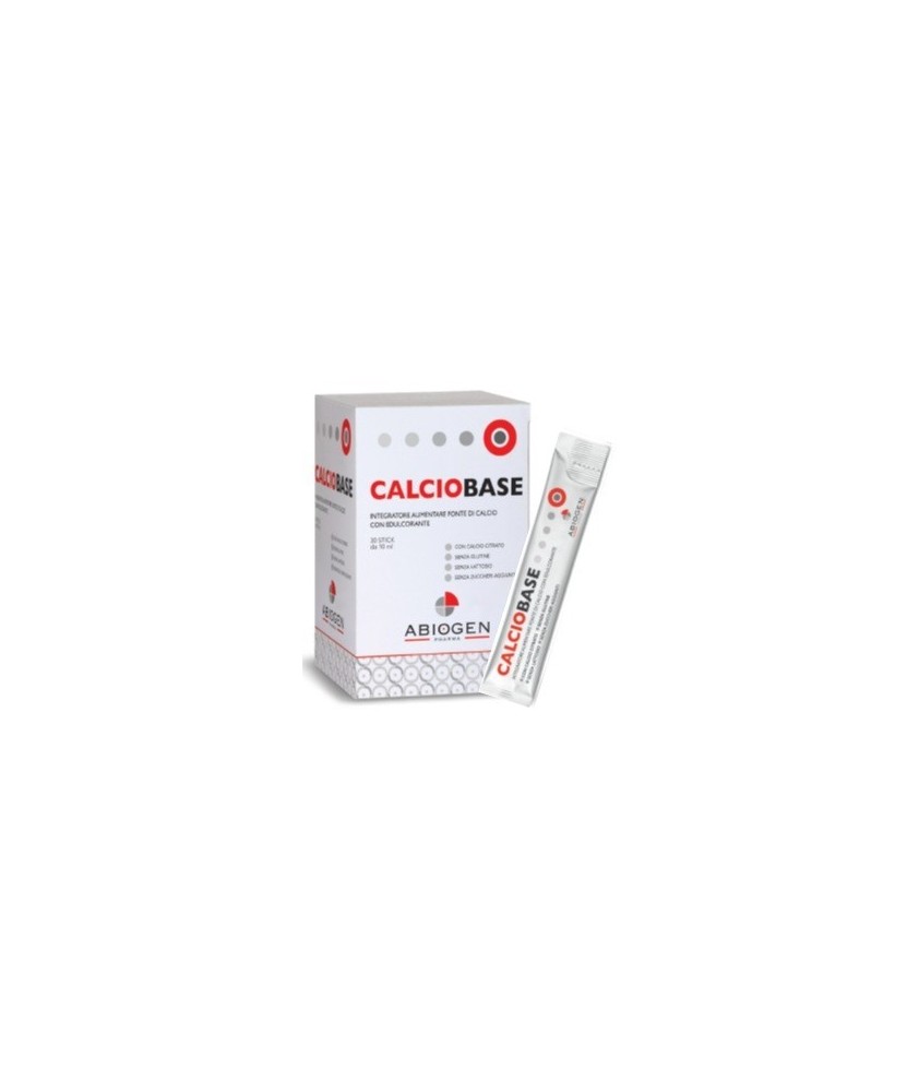 CALCIOBASE 30 STICK DA 10 ML SENZA ZUCCHERI AGGIUNTI SENZA GLUTINE E SENZA LATTOSIO - Abelastore.it - Farmaci ed Integratori