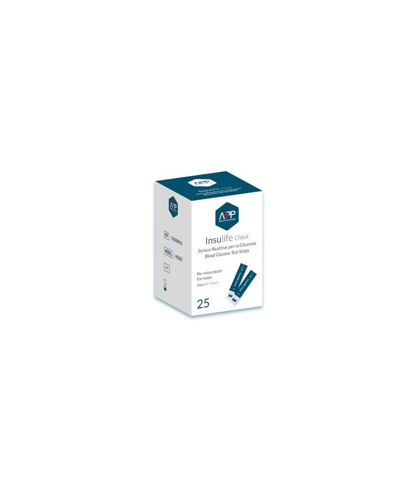 STRISCIA REATTIVA PER GLICEMIA INSULIFE CHECK 25 PEZZI - Abelastore.it - Dispositivi sanitari