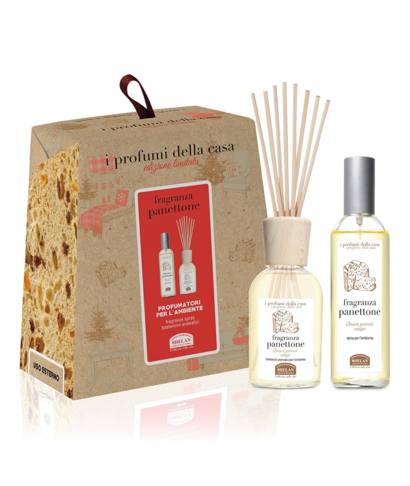 I PROFUMI DELLA CASA SET PANETTONE 1 SPRAY AMBIENTE 100 ML + BASTONCINI AROMATICI AMBIENTE 100 ML - Abelastore.it - Profumi e...