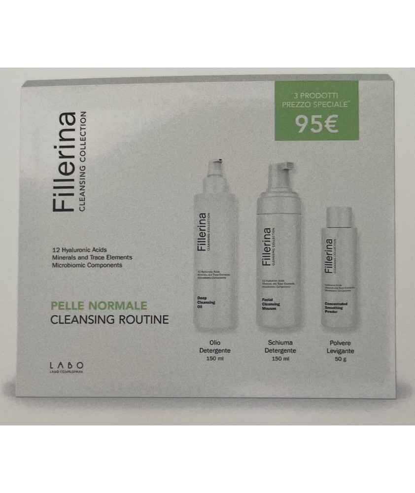 FILLERINA CLEANSING ROUTINE PROPOSTA 1 PELLE NORMALE OLIO+MOUSSE+POLVERE - KIT TRATTAMENTO COMPLETO - Abelastore.it - Cosmeti...