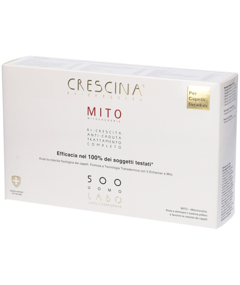 CRESCINA RI-CRESCITA MITO 500 UOMO TRATTAMENTO COMPLETO 20+20 FIALE 3,5 ML - Abelastore.it - Caduta Uomo