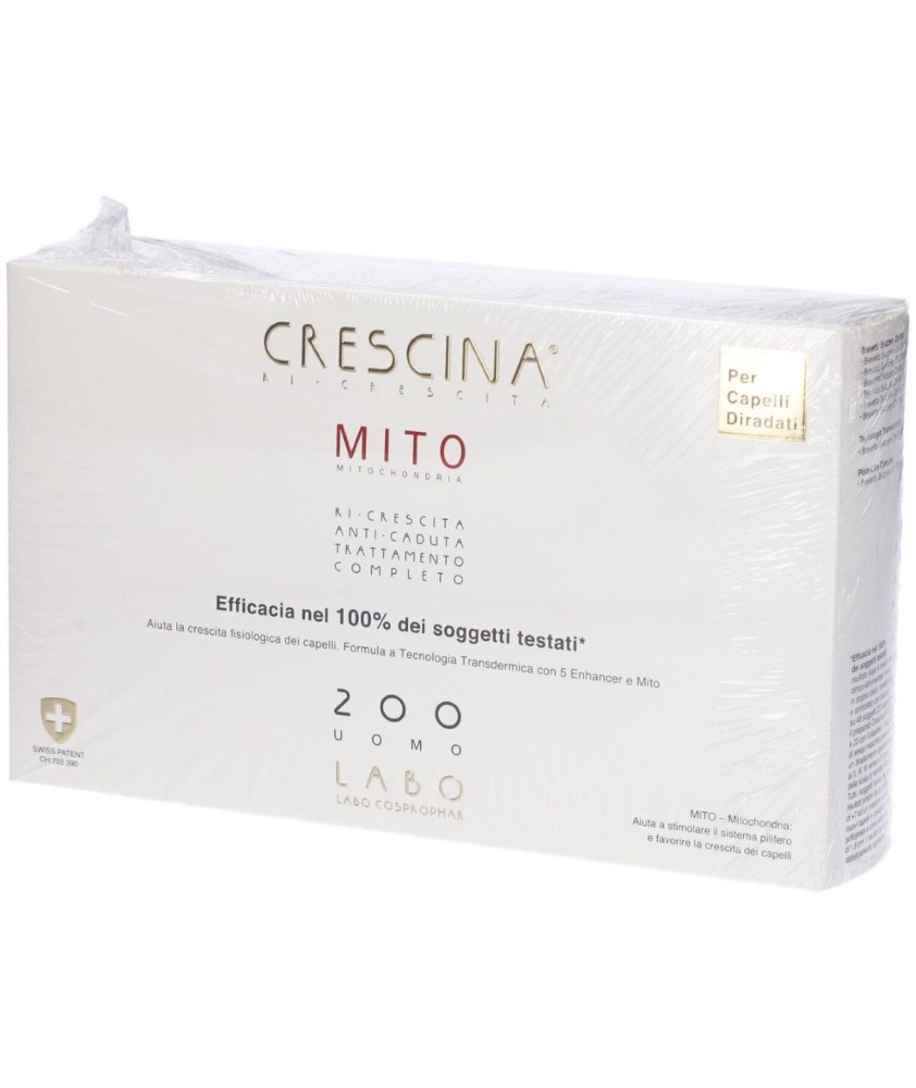 CRESCINA RI-CRESCITA MITO 200 UOMO TRATTAMENTO COMPLETO 10+10 FIALE 3,5ML - Abelastore.it - Cosmetici e Bellezza