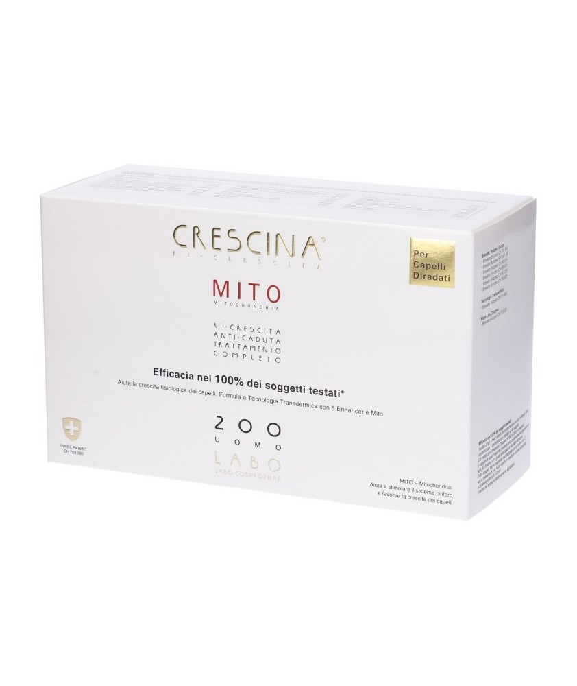 CRESCINA RI-CRESCITA MITO 200 UOMO TRATTAMENTO COMPLETO 20+20 FIALE 3,5 ML - Abelastore.it - Cosmetici e Bellezza