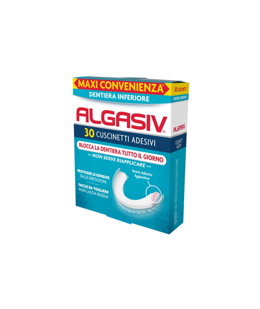 ALGASIV ADESESIVO PER PROTESI DENTIERA INFERIORE 30 PEZZI - Abelastore.it - Igiene Orale