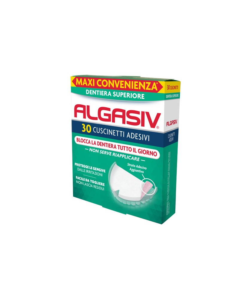 ALGASIV ADESIVO PROTESI DENTIERA SUPERIORE 30 PEZZI - Abelastore.it - Igiene Orale